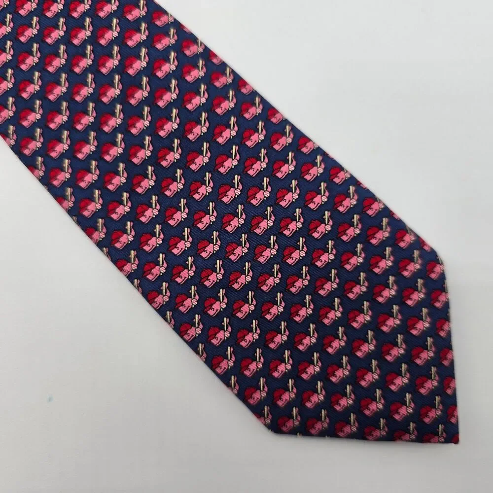 Vineyard Vines Youth Navy Baseball Print 100% Silk Necktie Made in USA - 2.75x50